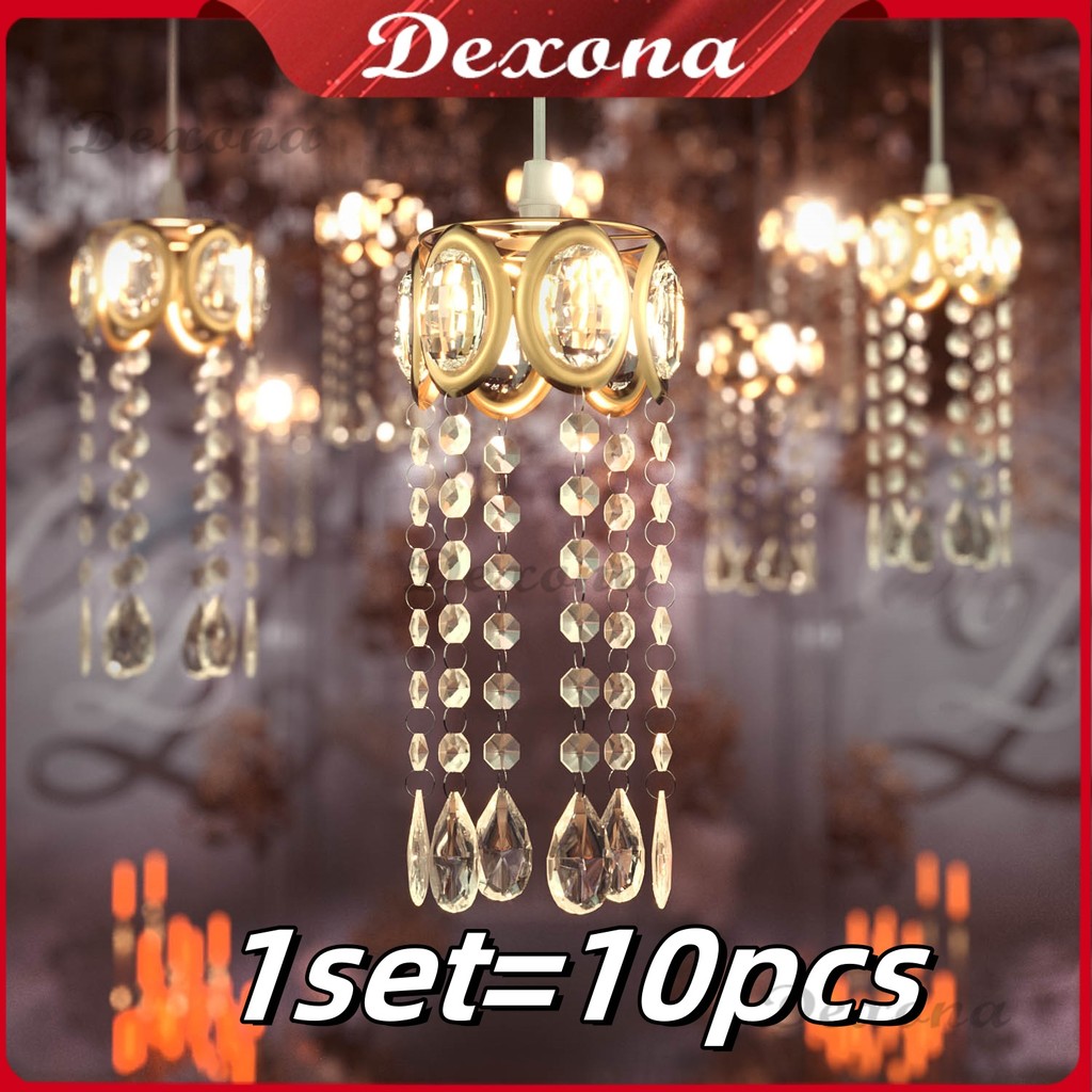 Lampu Gantung Kristal Dekorasi Wedding Rumbai 1 Set Isi 10 Lampu Gantung Dekorasi Wedding Event LED 