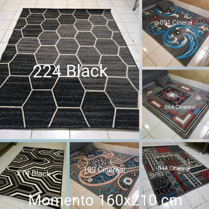 Karpet Permadani Hitam Putih Monokrom Moderno 160x210 cm