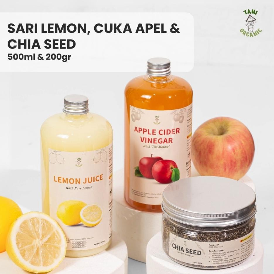 

Paket Cuka Apel 3 In 1 Cuka Apel Sari Lemon Chia Seed Tani Organic Ml Cider Vinegar Cuka Sari Apel