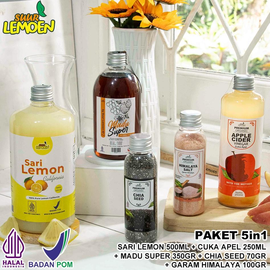 

Paket Detox 5In1 Paket Hemat Cuka Apel Sari Lemon Chia Seed Madu Hutan Garam Himalaya 4