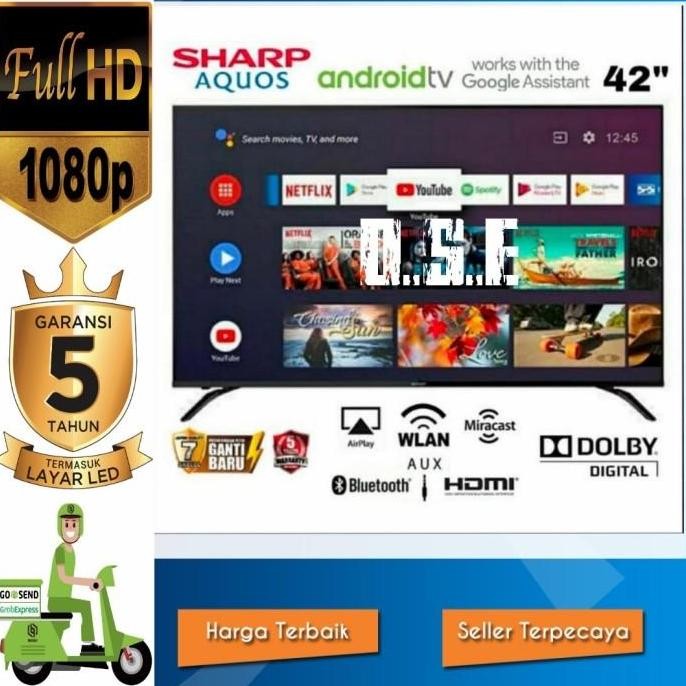 TERBARU - LED TV SHARP 42 inch 2T-C42BG1i Android Smart Digital FULL HD TV