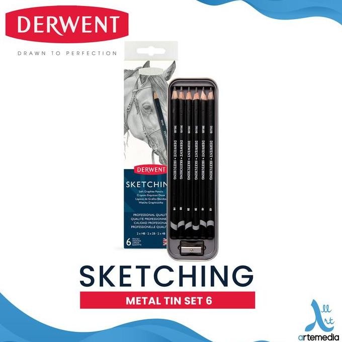 

TERBARU - Pensil Gambar Derwent Sketching Pencil 6 Metal Tin Drawing
