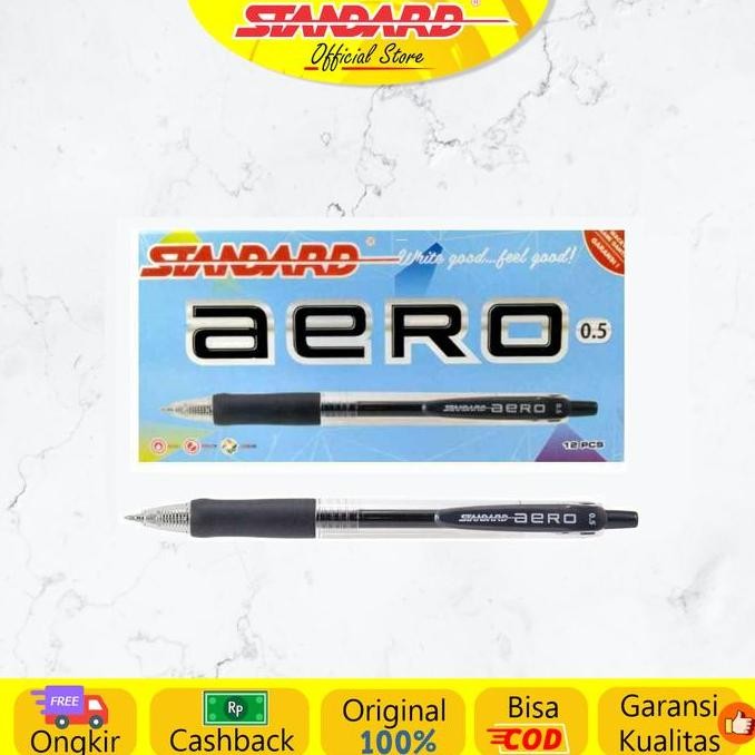 

TERBARU - Standard - Pulpen Aero 0.5 Gel / Lusin ( Alat Tulis / Pen / Ballpoint / Pena )