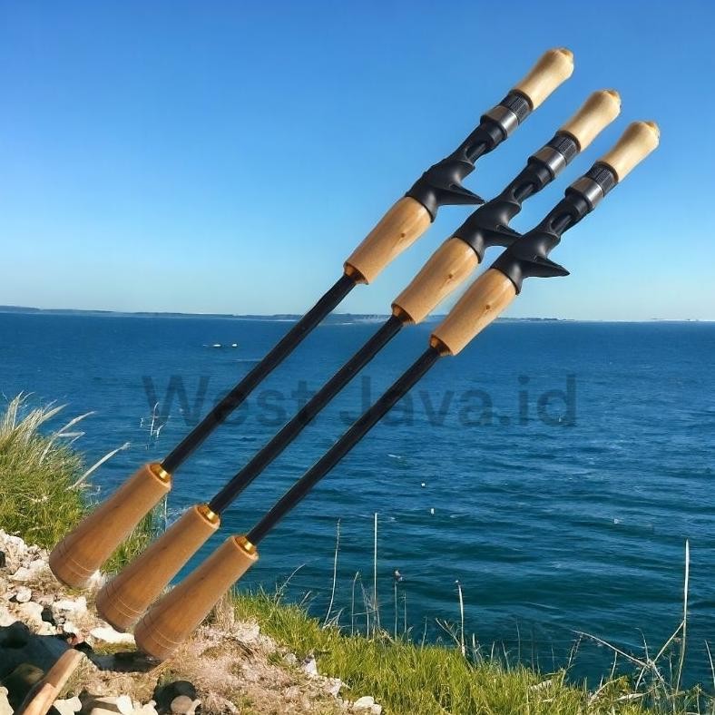 Gagang joran kayu pinus plus set BC 16 Nugi