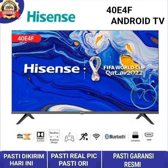 TERBARU - LED TV HISENSE 40inch 40E4F SMART ANDROID Bezelless Design Garansi 4Th