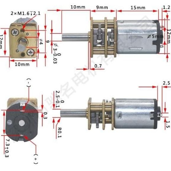 MINI MOTOR DC METAL GEAR GA12-N20 6V 100RPM
