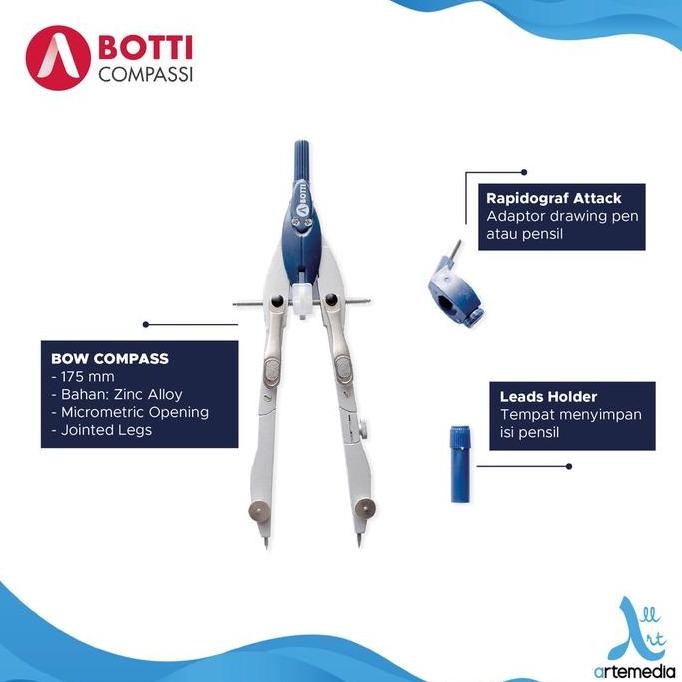 

TERLARIS - Botti Design Compass Luxury 2009 Series Set Jangka Teknik Micrometric untuk Gambar Arsitek