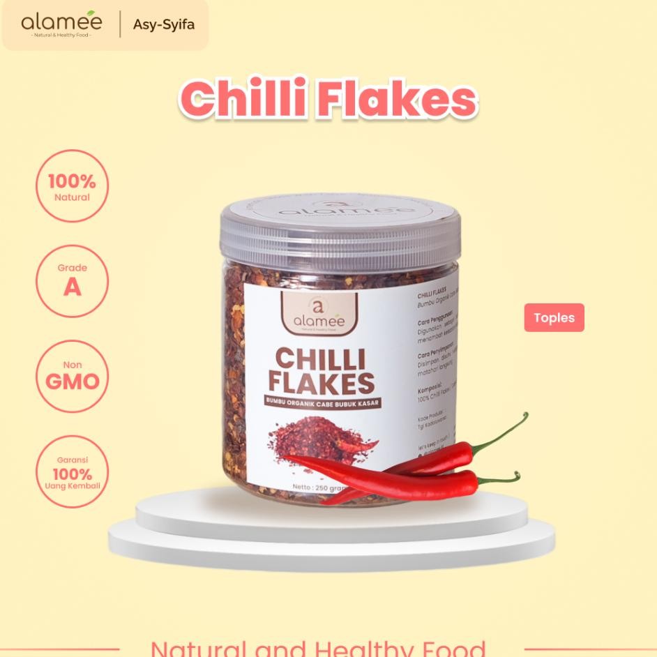 

Cabe Bubuk Kasar Chilli Flakes Cabai Bumbu Dapur Masak Organik Rempah Rimpang Murni Seasoning 50G