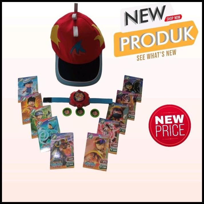 Topi anak boboiboy frostfire bonus tazos dan card boboiboy