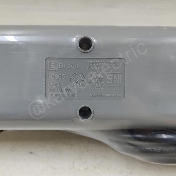 Stop Kontak Broco 3 Lubang + Kabel 1,5M + Saklar 15836 3Lb Original Terbaru