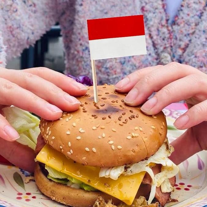 100pcs Tusuk Gigi Bendera Indonesia Bendera Tusuk Burger Merah Putih murah