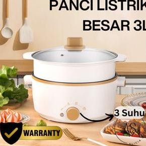 Bst Ready Ay Panci Listrik Multifungsi 3 In 1 Electric Anti Lengket Putih 3L Best Seller