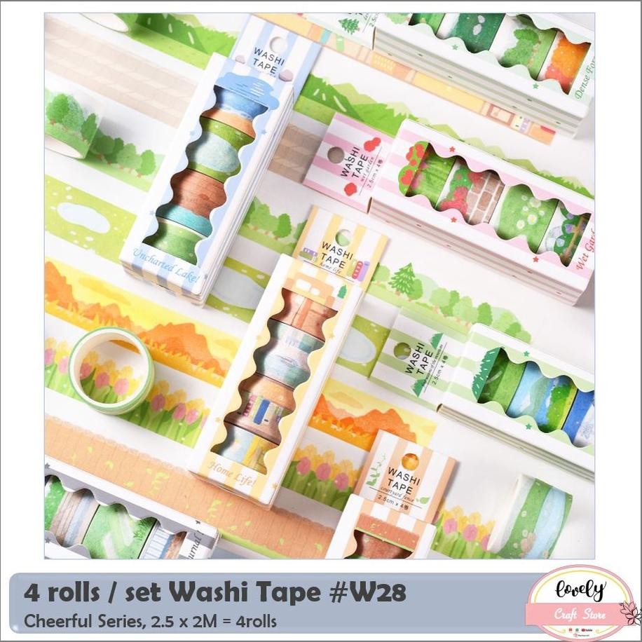 

Readyy!! LovelyCraftStore | Washi Tape W28 ~ 4rolls/set Selotip Kertas Art Deco Tape Journal Decoration Dekorasi Diary Bujo Scrapbook Mahar Decoration
