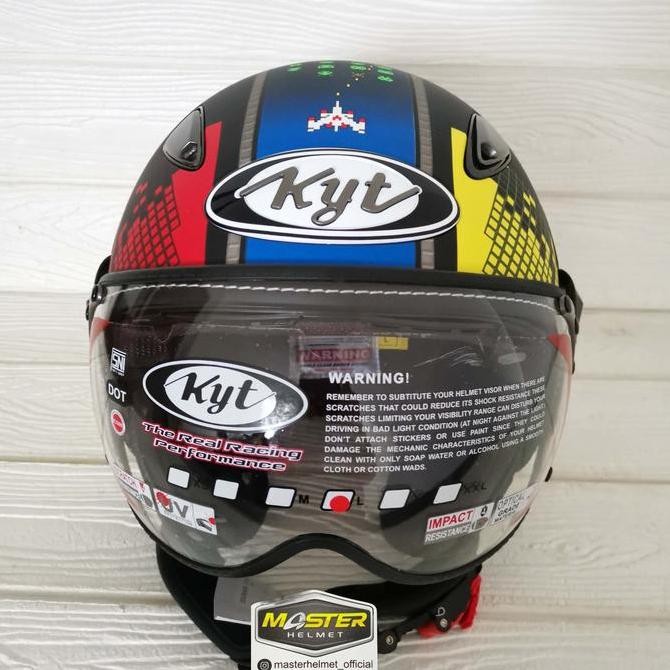 HELM KYT ELSICO #7 BLACK MATT YELLOW RED KYT HALF FACE
