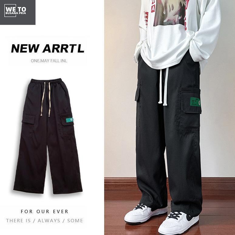 DB3>> Celana cargo panjang pria parasut celana gombrong pria basic OOTD Korean Style baju korea pria