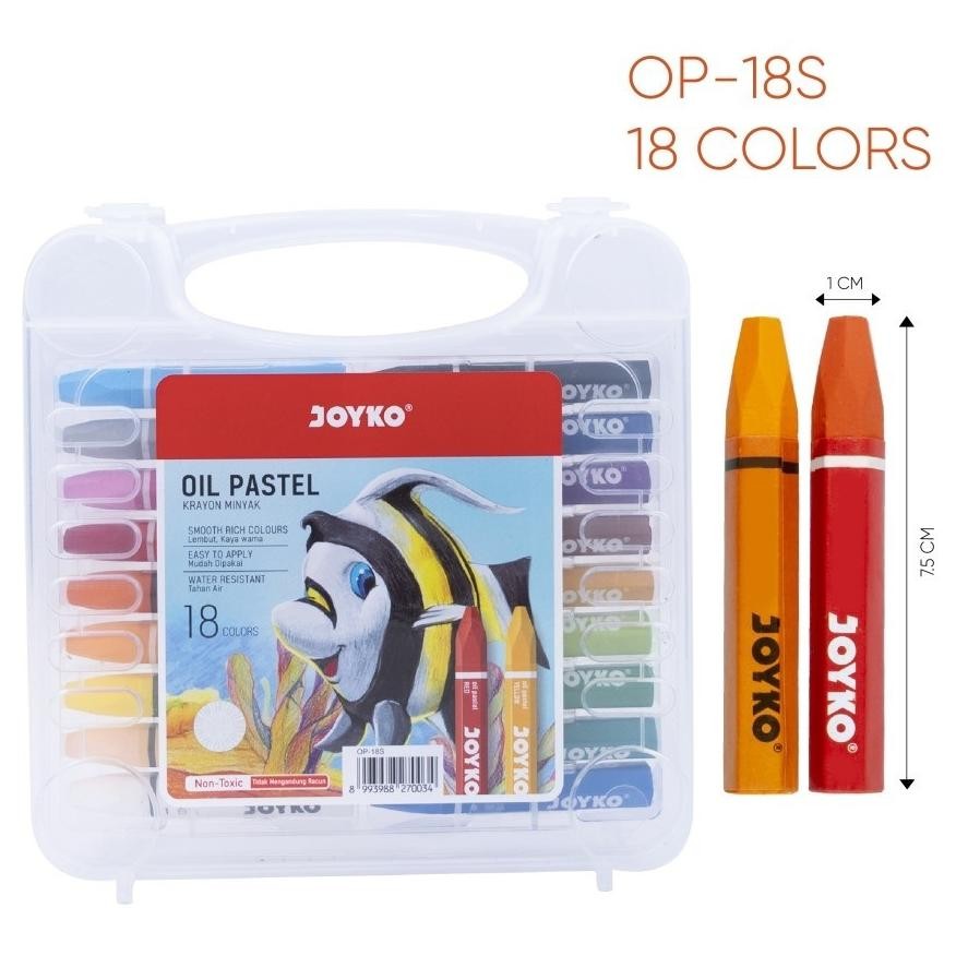 

Terlaris CRAYON JOYKO DAN PASCOLA ISI 18 WARNA/ Krayon/ Oil Pastel ,.