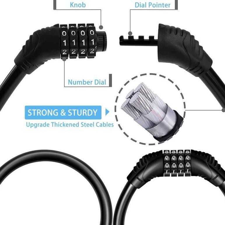 4 Digit Gembok Angka Panjang Kunci Gembok Sepeda Password Lock Gembok Pagar Angka Anti Maling