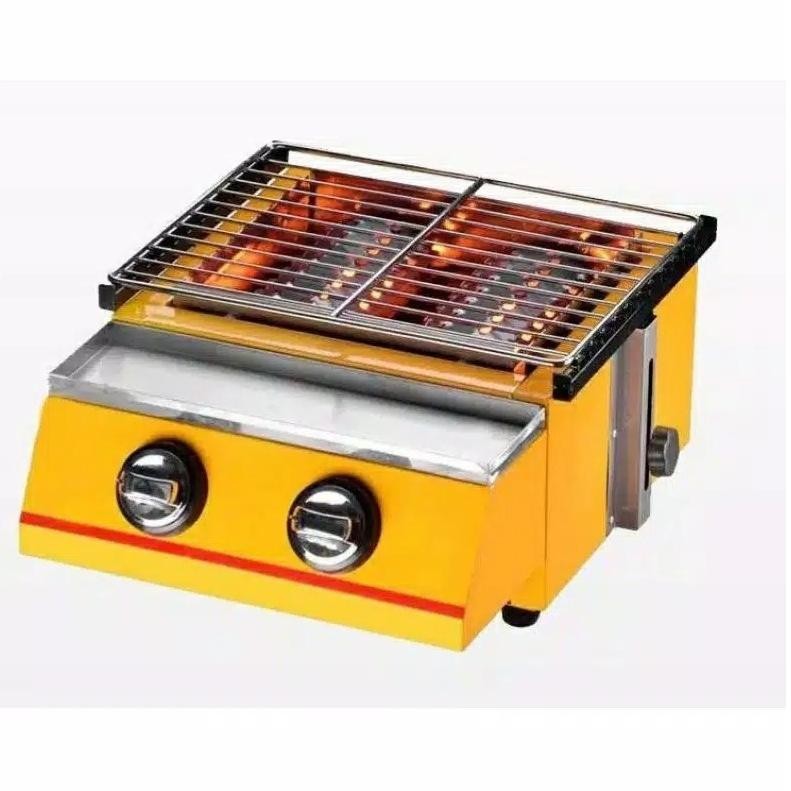 ''Terlaris" Panggangan Gr 2 Sosis Bbq Grill Gas Kompor 2 Tungku Q2 - 8102 / Panggangan Bbq Sosis Mur
