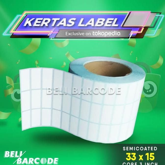 

Baru Sticker Semicoated 33X15Mm 3 Line - Core Besar Isi 5000Pcs Kertas Label