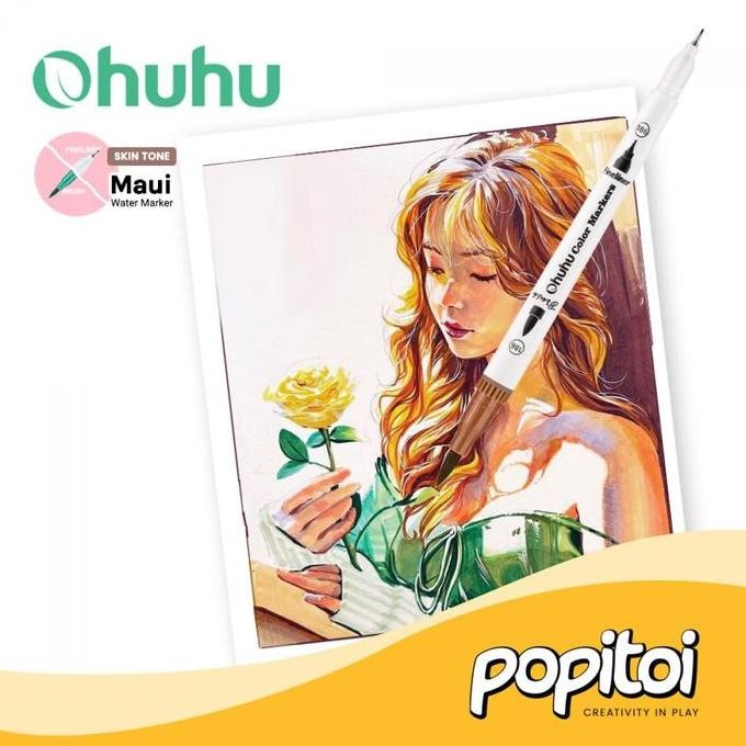 

OHUHU MAUI SKIN TONE 36 COLORS PENS (BRUSH & FINELINER) WATER BASED WATERCOLOR MARKERS ORIGINAL DAN TERPERCAYA