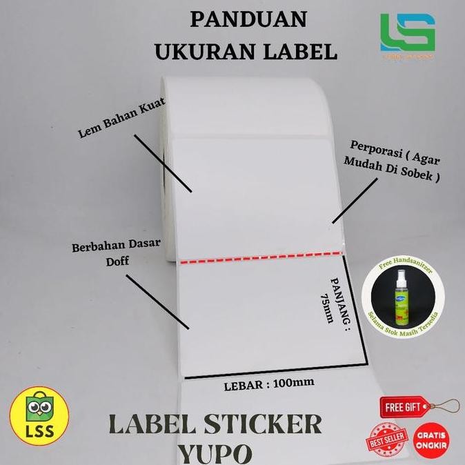 

Baru Label Stiker Vinyl 100X75Mm Isi 1000Pcs - Bahan Sticker Glossy Anti Air