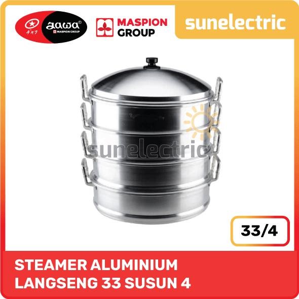 ''Terlaris" Maspion Alu Langseng / Dandang Steamer + Sarangan / Panci Kukusan Aluminium 33Cm Susun 4