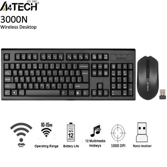 KEYBOARD MOUSE WIRELESS A4TECH A4 TECH 3000N COMBO Terlaris