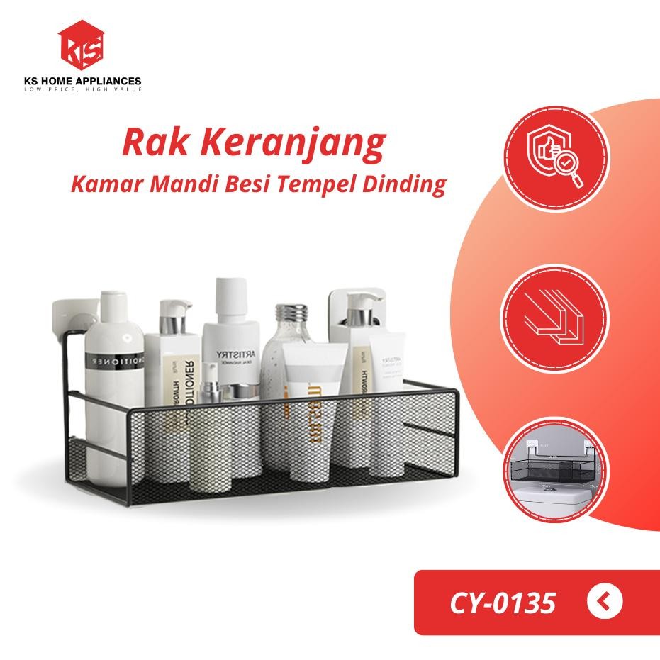Termurah Ks Rak Keranjang Kamar Mandi Besi Tempel Dinding Tempat Penyimpanan Sabun Skincare