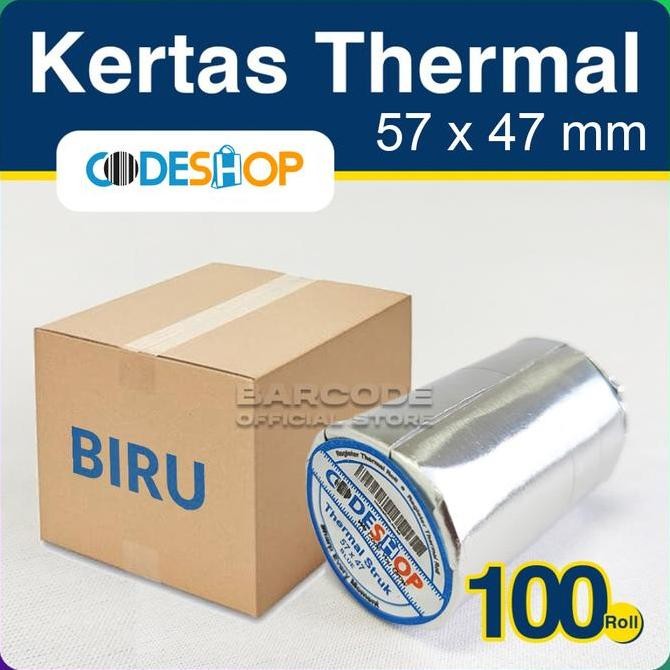 

TERLARIS - Kertas Thermal 57 x 47 Struk Printer Kasir 58mm Cetak Biru ( 100 Pcs )