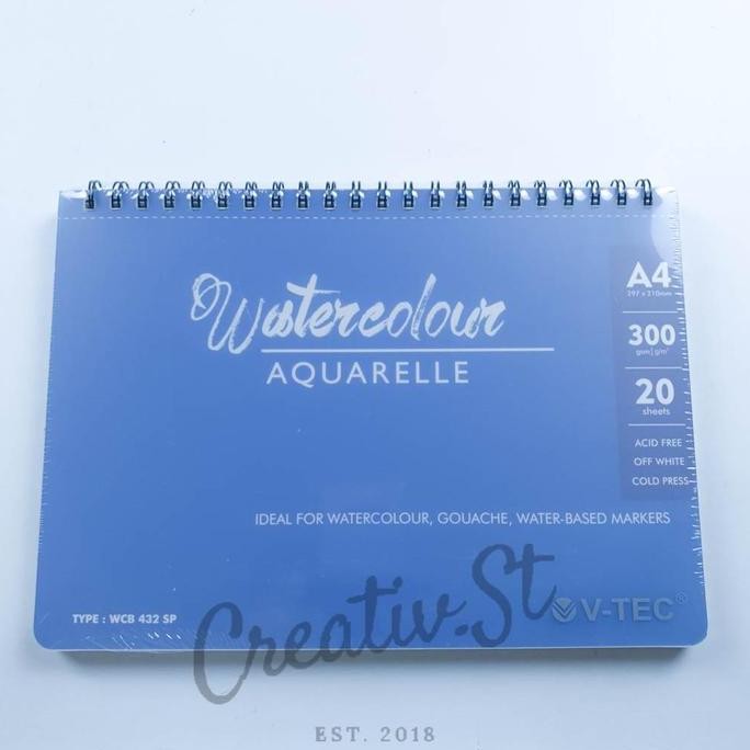 

TERLARIS - V-TEC Watercolor Book Spiral A3 Kertas Lukis Cat Air (300 gsm) Cold Pressed WCB-532SP 42 Cm x 30 Cm