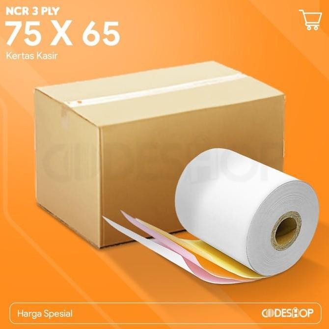 

TERMURAH - 1 Dus Kertas NCR 75x65 3ply Struk Kasir 75 x 65 mm HVS Printer 75x65mm