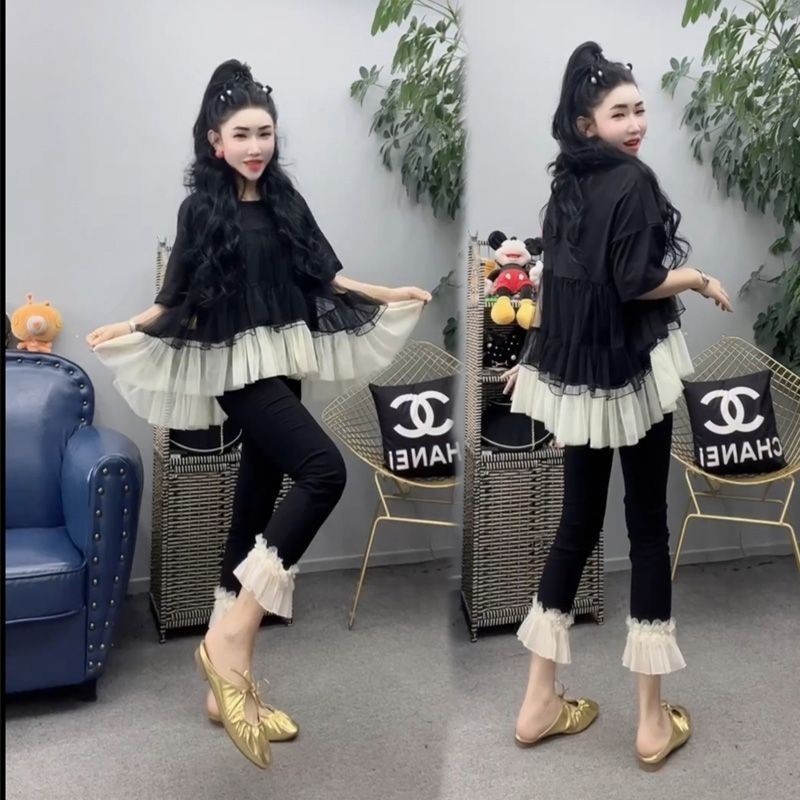 Celana Rokok Patchwork Putih Baru untuk Wanita