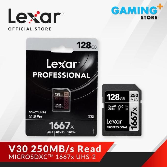 Memory Card Lexar SDXC 128GB 1667x Professional 250MB/s V60 Resmi 128G