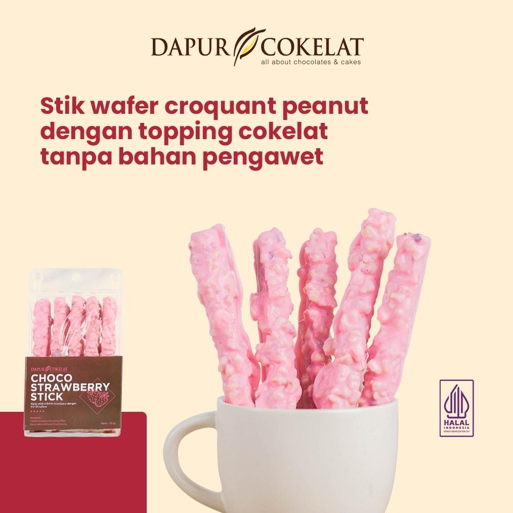 

DAPUR COKELAT - Choco Strawberry Stick | Cemilan Biscuit Wafer Coklat Sehat Tanpa Pengawet