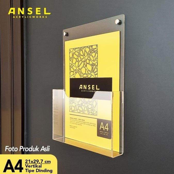 

NEW TEMPAT BROSUR AKRILIK DINDING/ACRYLIC FLYER HOLDER/ A4 VERTIKAL TIPE D
