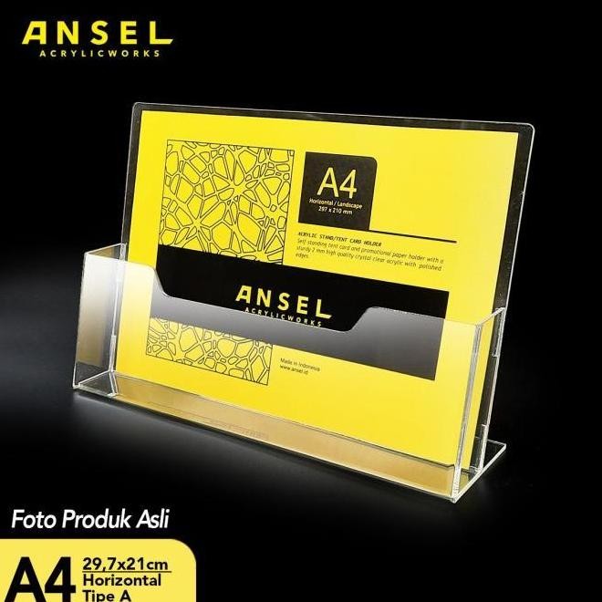 

NEW TEMPAT BROSUR AKRILIK / FLYER HOLDER - A4 HORIZONTAL - TIPE A BENING