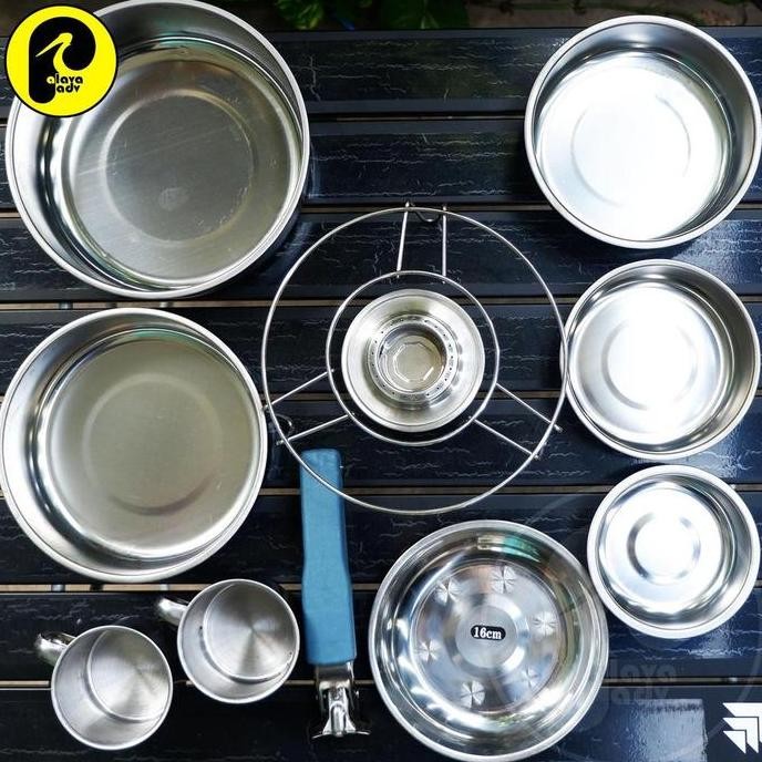 set alat masak camping 210 cooking set dan kompor 10 in 1