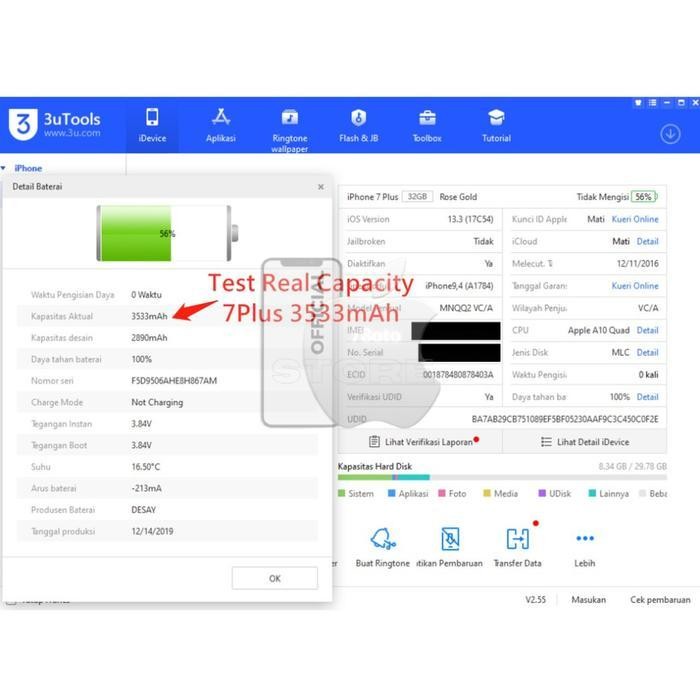 Gms Batre Baterai Iphone 6/6S/6Plus/6Splus Double Power Cortex Original