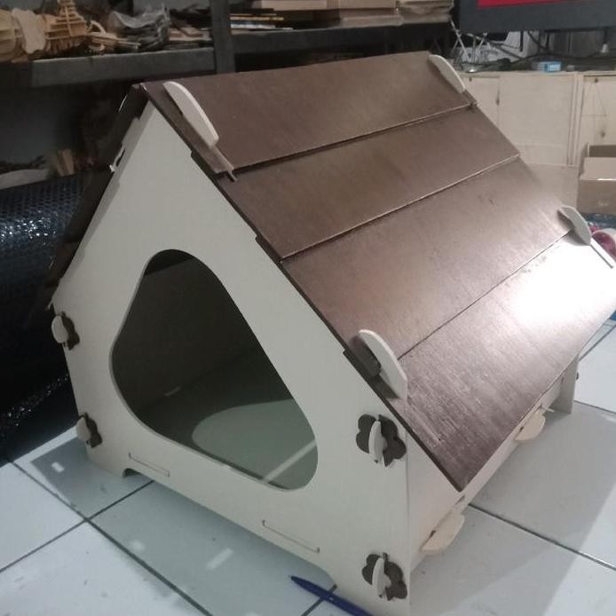 ready Rumah kandang hewan kucing kelinci kayu bongkar pasang 40x40 cm