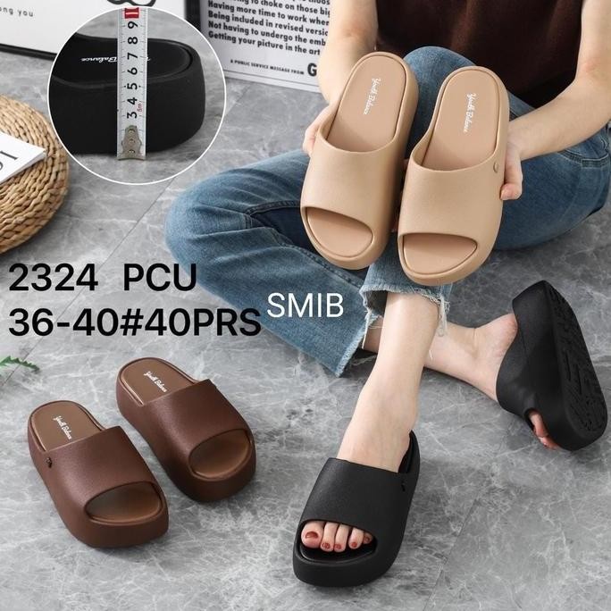 Sandal Selop Wanita Karet Import BALANCE Motif Polos Sol Tebal 5 CM / 2324