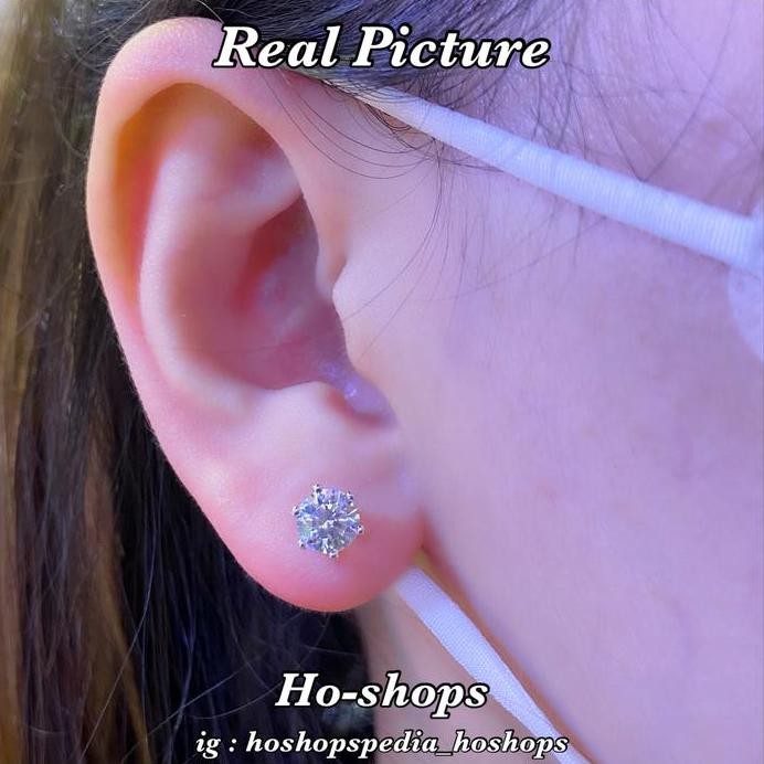 Baru  Giwang Soliter 6' Crown Mas Putih 750 Asli Emas