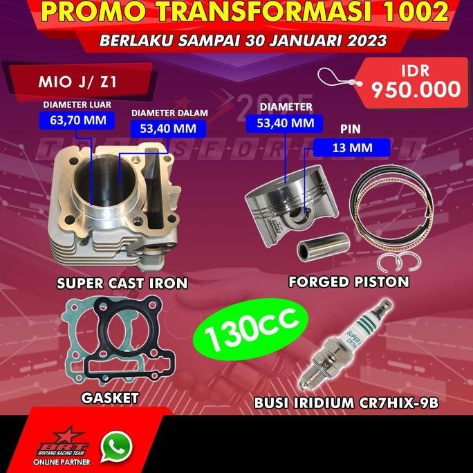 PROMO CYLINDER BLOK + FORGING PISTON BRT MIO J / JUPITER Z1 53.4