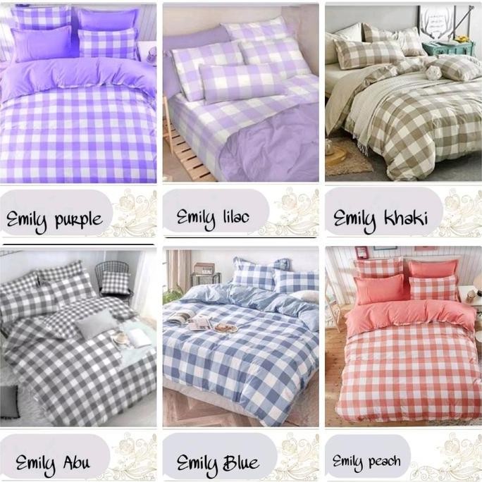 [Promo Diskon] Sprei Motif Kotak-Kotak Ukuran No 1 180X200 / Seprai Aesthetic Set 2 Bantal 2 Guling 
