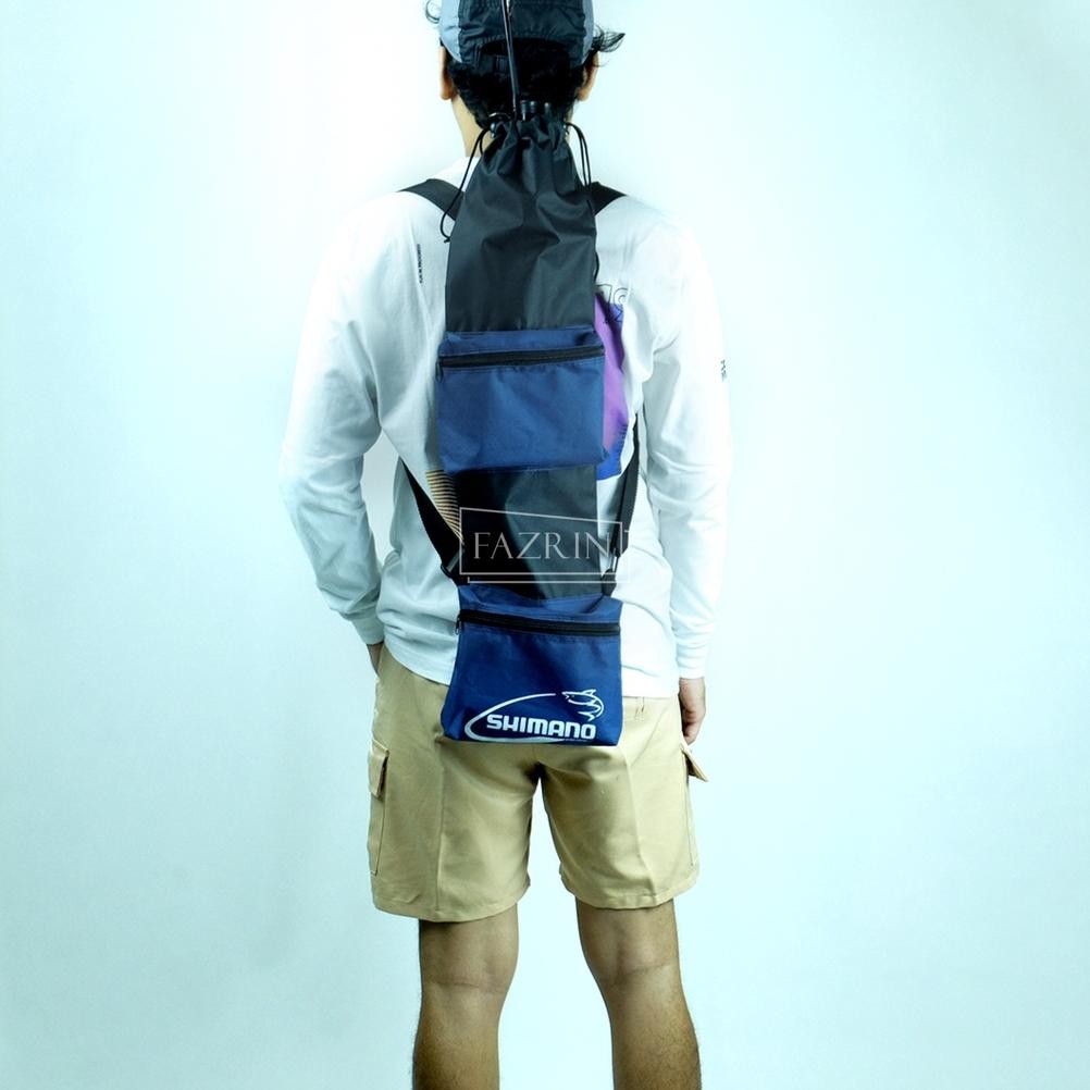 BISA COD - Tas Joran Anti air Tas Joran Pancing Tegek Ransel Model Serut Kantong 2 Ruang Semi Anti A