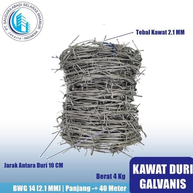 Produk Baru Kawat Duri Galvanis BWG 14 Pagar Duri Anti Maling