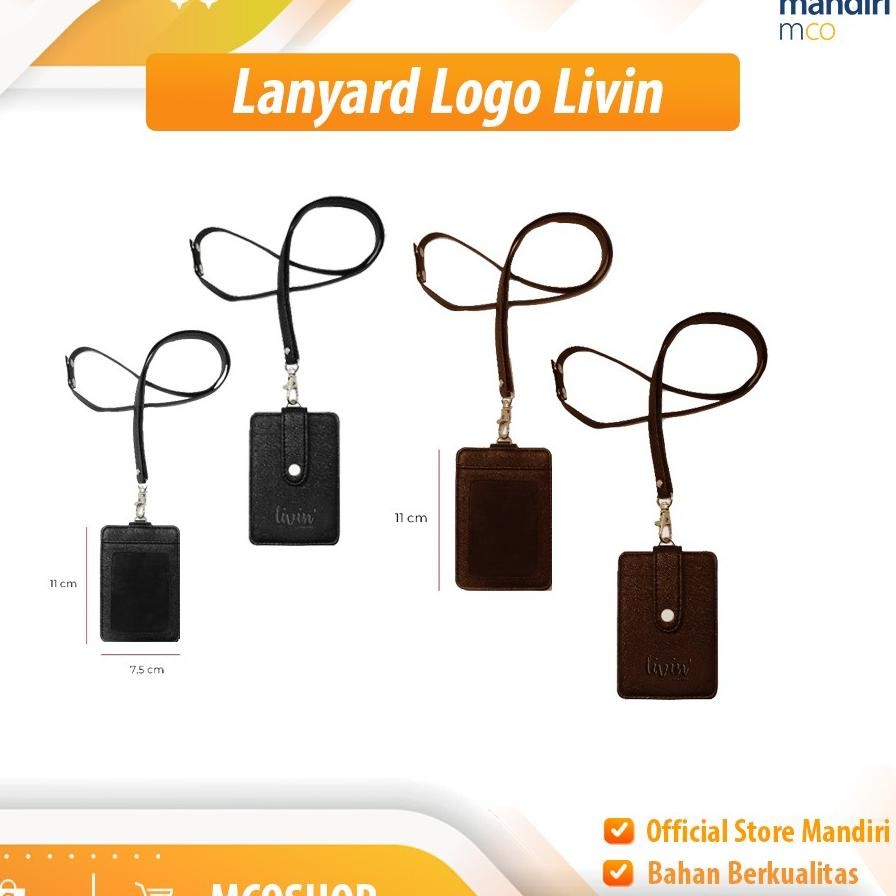 

Lanyard Logo Livin Pu Leather Coklat Hitam