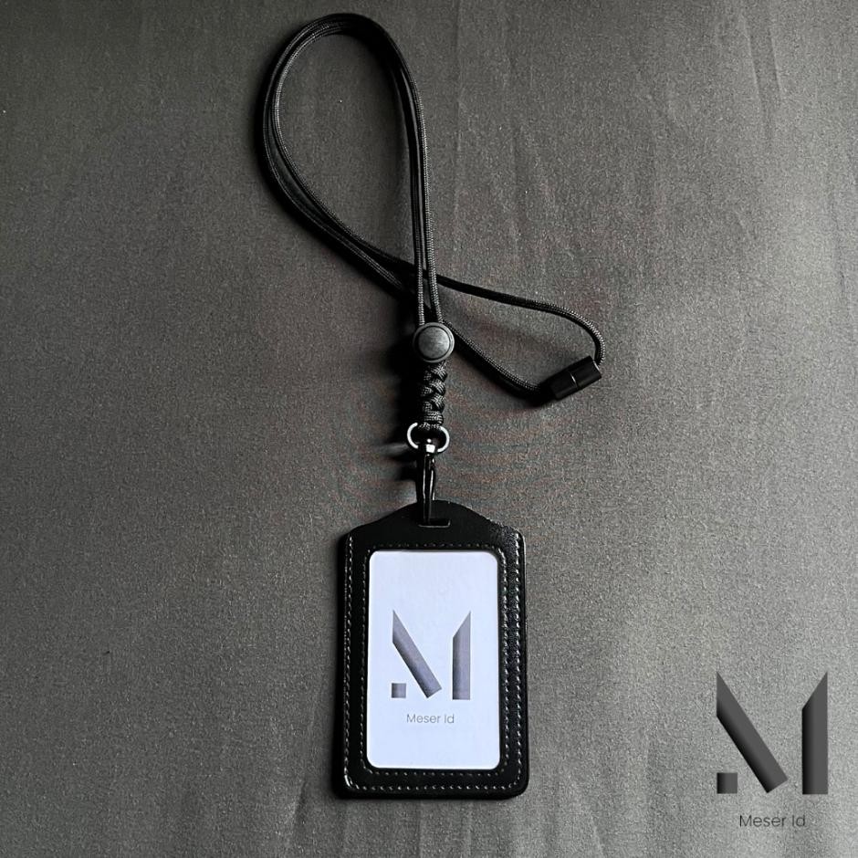 

Lanyard Id Card Holder Pu Leather Tali Paracord 550Lbs 4Mm Gantungan Name Tag Pria Wanita