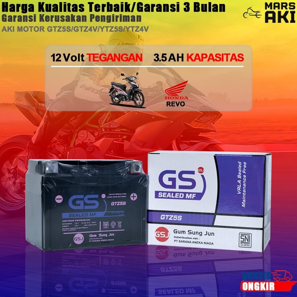 ''Terlaris" Aki Motor Honda Absolute Revo Fit Gtzs Aki Kering Accu Kering Mf Gtzs Murah