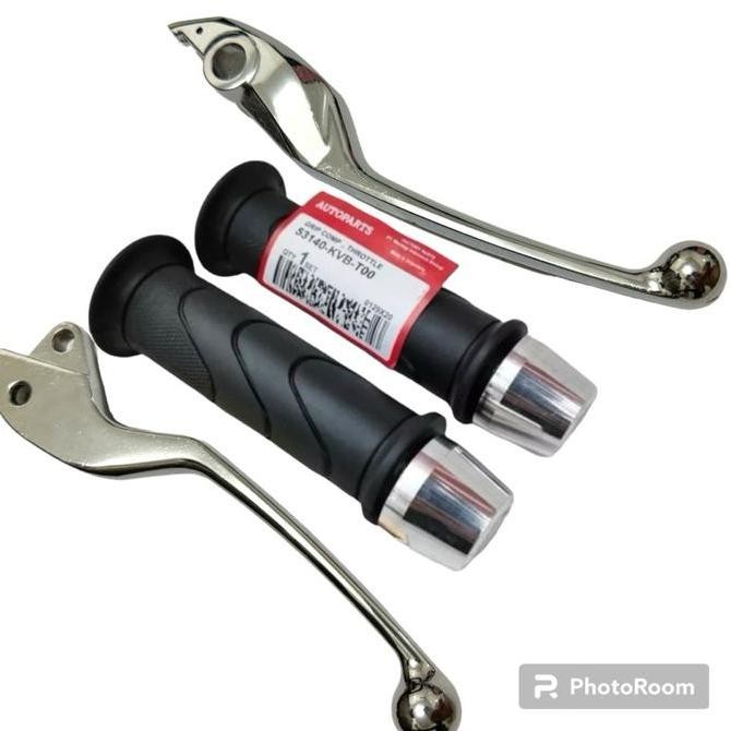 ''Terlaris" Paket 3In1 Handle Rem Chrome + Handgrip Honda + Jalu Pcx Chrome Besar / Honda Vario 10 1