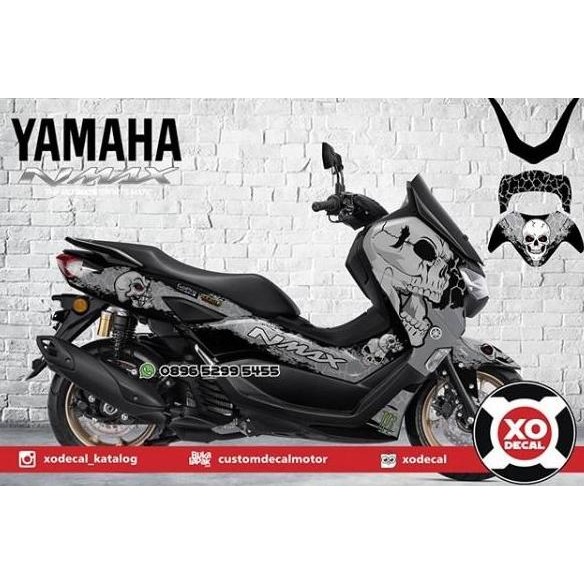 DECAL STICKER NMAX NEW 2020 FACELIFT BLACK SKULL DESN